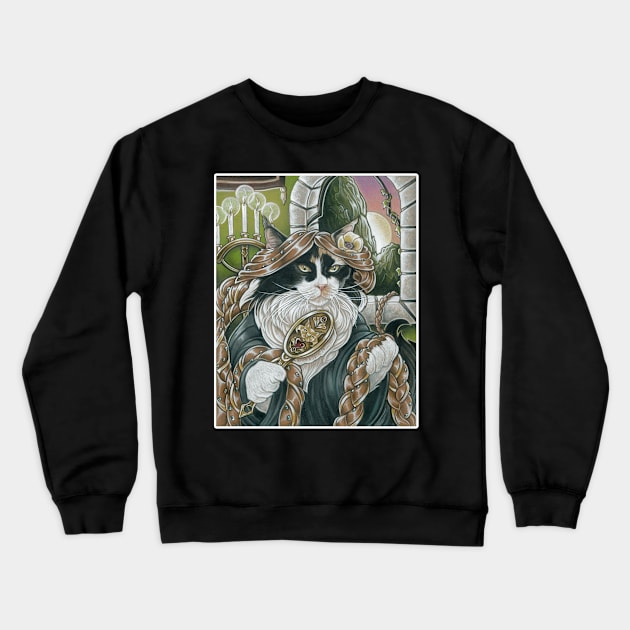 Rapunzel Cat - White Outlined Design Crewneck Sweatshirt by Nat Ewert Art